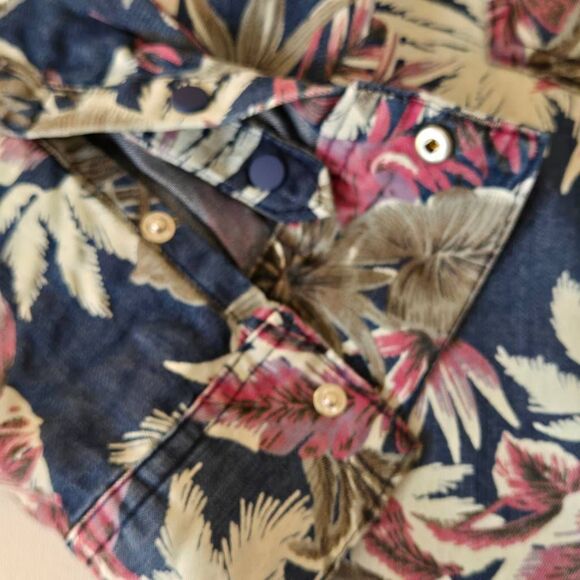 Intro Womens Floral Long Sleeve Snap Front Tunic Blouse Blue Pink Size Small - Picture 7 of 12